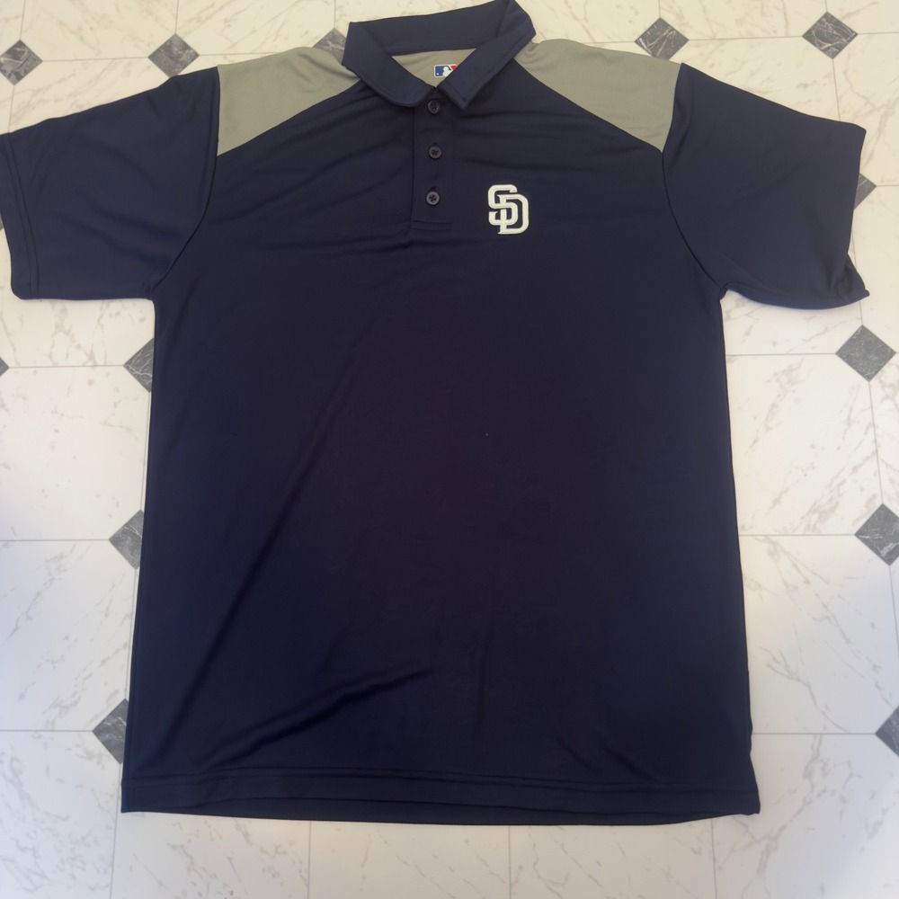 San Diego Padres MLB Color Block Polo Navy Tan M